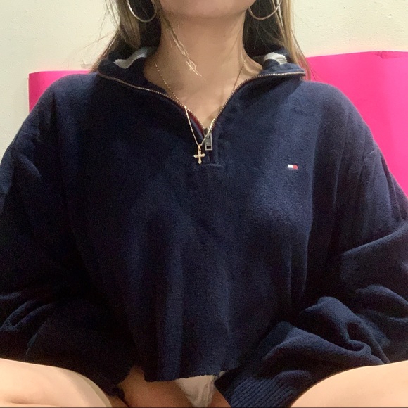 Tommy Hilfiger Sweaters - cropped tommy hilfiger navy blue sweater ✧